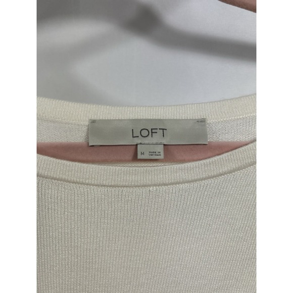 LOFT Women's lightweight Sweater Size M Sheer Sleeves Official Casual Coquette - Picture 4 of 9